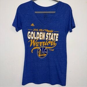 Adidas Women's Shirt NBA The Playoffs 2016 Golden State Warriors Blue Yellow M